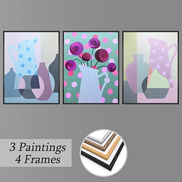 Abstract Trio Wall Art Set 3D model image 1 