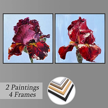 "Versatile Set of Wall Paintings with Frame Options 3D model image 1 