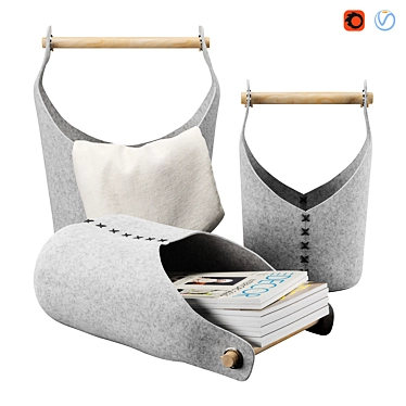 Versatile Gray Baskets: Functional & Stylish 3D model image 1 