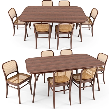 Classic Dining Set: Chair N811 & Table Wiener GTV 3D model image 1 