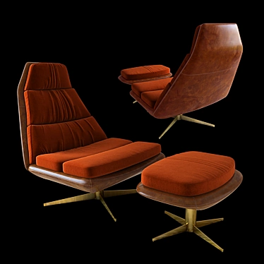Elegant Velvet and Leather Chair 3D model image 1 