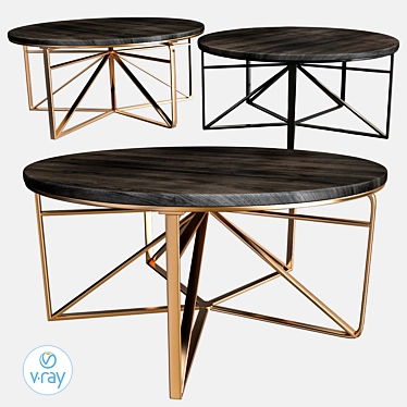 Modern Wood Frame Coffee Table 3D model image 1 