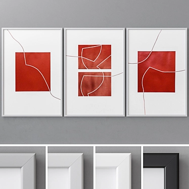 Modern Abstract Paintings Set 3D model image 1 