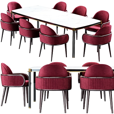 Elegant Gala Tudor Chair+Table 3D model image 1 