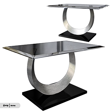 Sleek Stainless Steel End Table 3D model image 1 