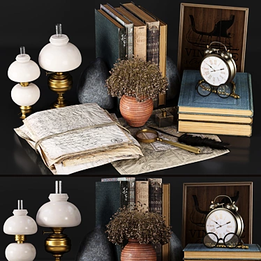 Vintage Decorative Set 3D model image 1 