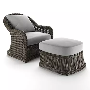 Havana Lounge Chair & Ottoman: Stylish Outdoor Seating 3D model image 1 