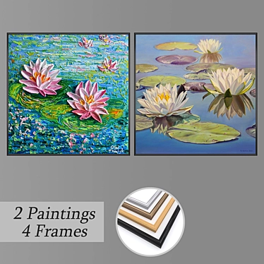 Modern Wall Art Set with Frames 3D model image 1 