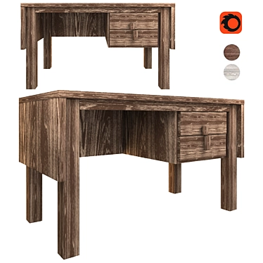Concept Pine Writing Table 3D model image 1 