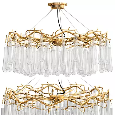 Elegant Glass Waterdrop Chandelier 3D model image 1 