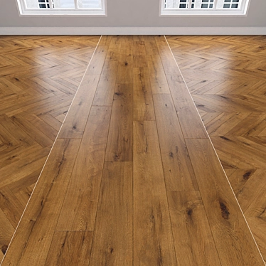 Oak Parquet 3 Types: Herringbone, Linear, Chevron 3D model image 1 