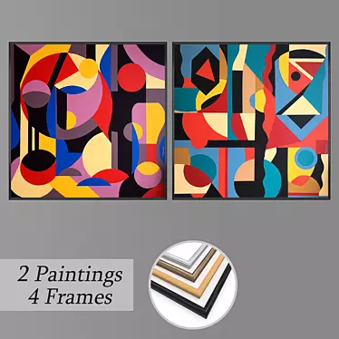 Elegant Wall Art Set with Frame Variety 3D model image 1 