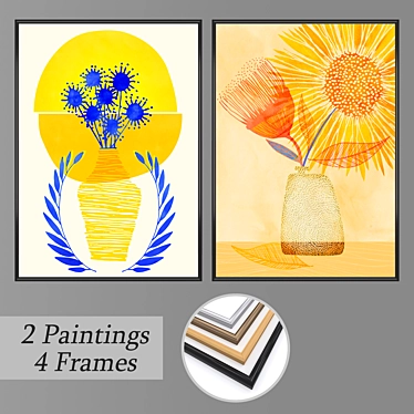 Vintage Wall Art Set 3D model image 1 