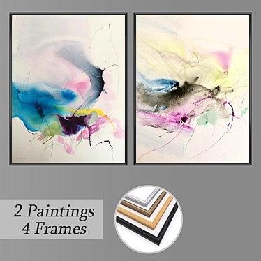 Modern Art Wall Paintings Set 3D model image 1 