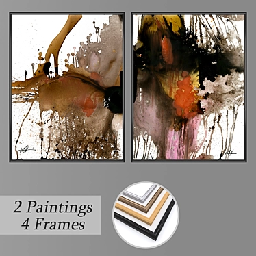 Elegant Wall Paintings Set 3D model image 1 