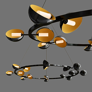 Sleek Avion 16-Light Round Chandelier 3D model image 1 