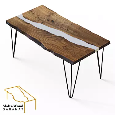 16 Reca White: River Epoxy Resin Wood Slab Table 3D model image 1 