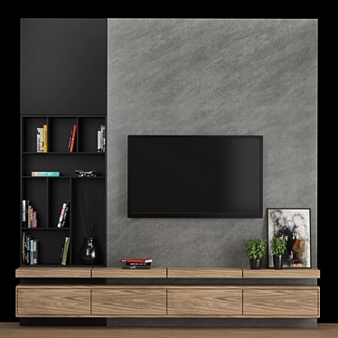 Modular TV Wall: High-Quality Render 3D model image 1 