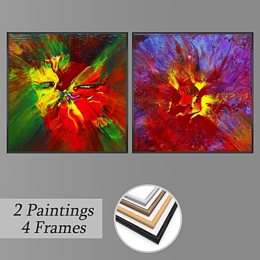 Artful Expressions: Set of Wall Paintings 3D model image 1 