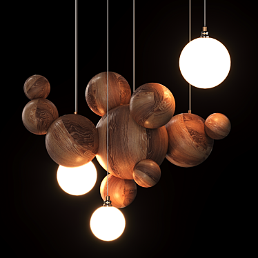 Wooden Sphere Pendant Light 3D model image 1 