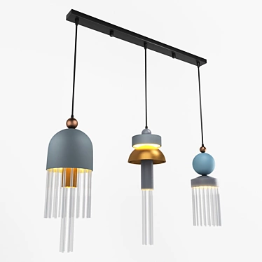 Modern Pendant Light | Adjustable Height | Metallic White | Pleiades AB C 3D model image 1 