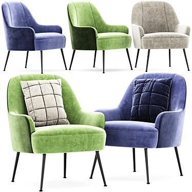 Porthos Home Adora Chair: Velvet Upholstery & Iron Legs 3D model image 1 