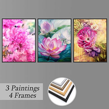 Artistic Wall Paintings Set 3D model image 1 