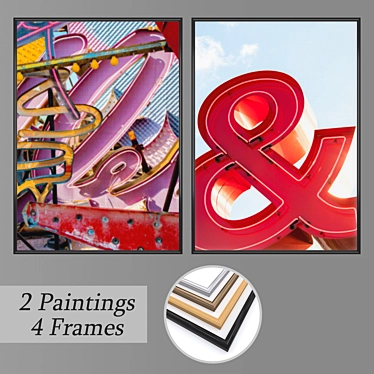 Modern Art Wall Painting Set 3D model image 1 