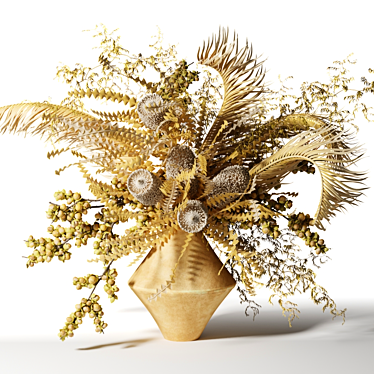 Boho Chic Dried Flower Bouquet 3D model image 1 