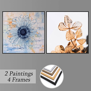 Abstract Wall Art Set with Multiple Frames 3D model image 1 