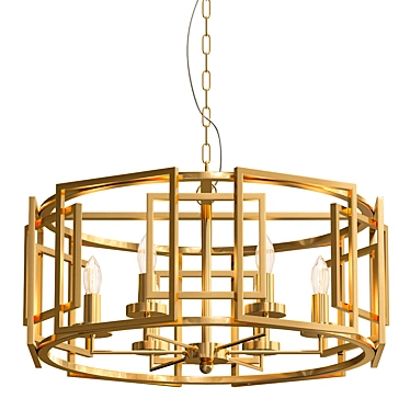 Luxury Gold Square Chandelier 3D model image 1 