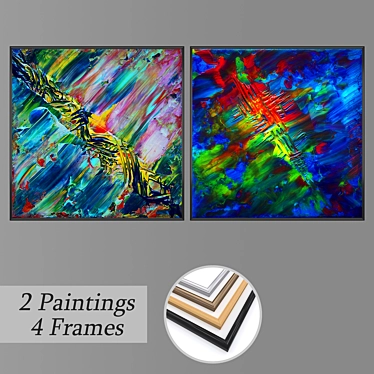 Modern Wall Art Set with Versatile Frame Options 3D model image 1 