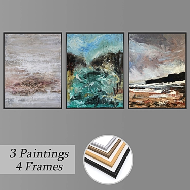 Versatile Set of Wall Paintings & Frames 3D model image 1 