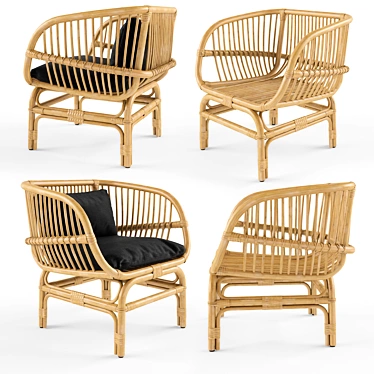 Nordal Natural Rattan Lounge Chair 3D model image 1 