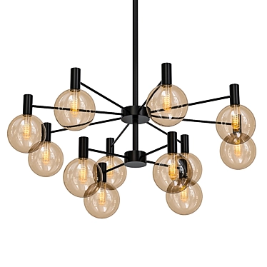 Contemporary Glass Metal Chandelier 3D model image 1 