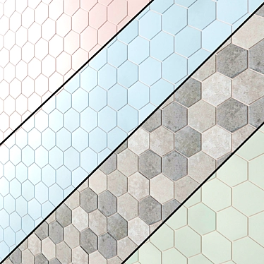 HD 3D Mosaic Hexagon - 4 Types 3D model image 1 