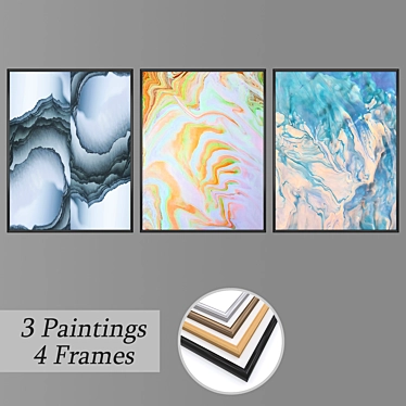 Elegant 3-Piece Wall Art Set 3D model image 1 