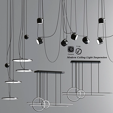 Contemporary Suspension Pendant Light 3D model image 1 