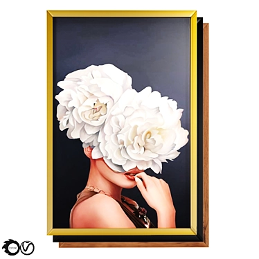Art Line Flower Head Woman Framed Paintings 3D model image 1 