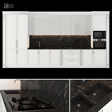 NeoClass Kitchen: Modular Design, High-Quality Textures 3D model image 1 