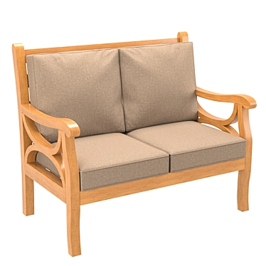 Rustic Wooden Outdoor Sofa 3D model image 1 