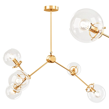 Elegant Brass Pendant Light 3D model image 1 