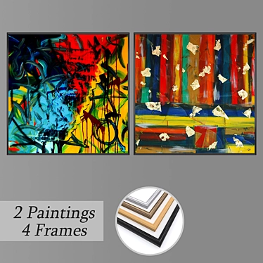 Elegant Set of Wall Paintings 3D model image 1 