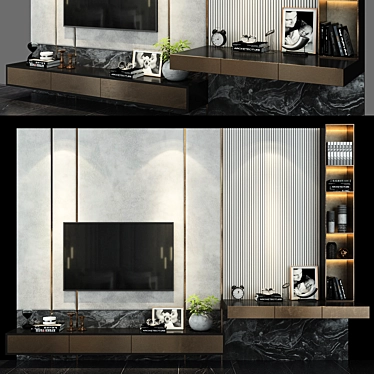 Sleek TV Shelf Set 119 3D model image 1 