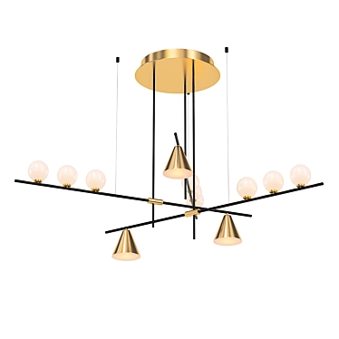 Modern Glass and Metal Pendant Light 3D model image 1 