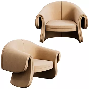 Sleek Modern 3 Seater Armchair 3D model image 1 