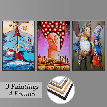 Modern Framed Wall Art Set 3D model image 1 