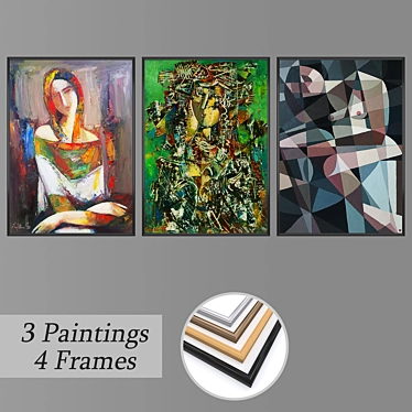 Modern Art Wall Set 3D model image 1 