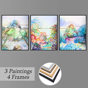 Modern Wall Art Set with Multiple Frame Options 3D model image 1 