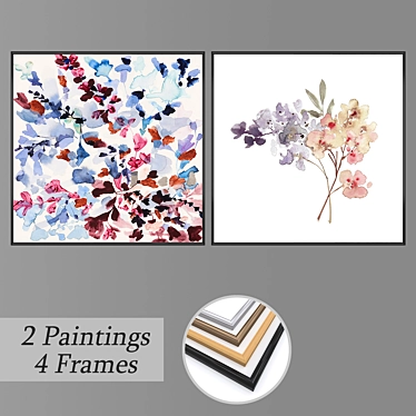 Modern Wall Art Set with Various Frames 3D model image 1 